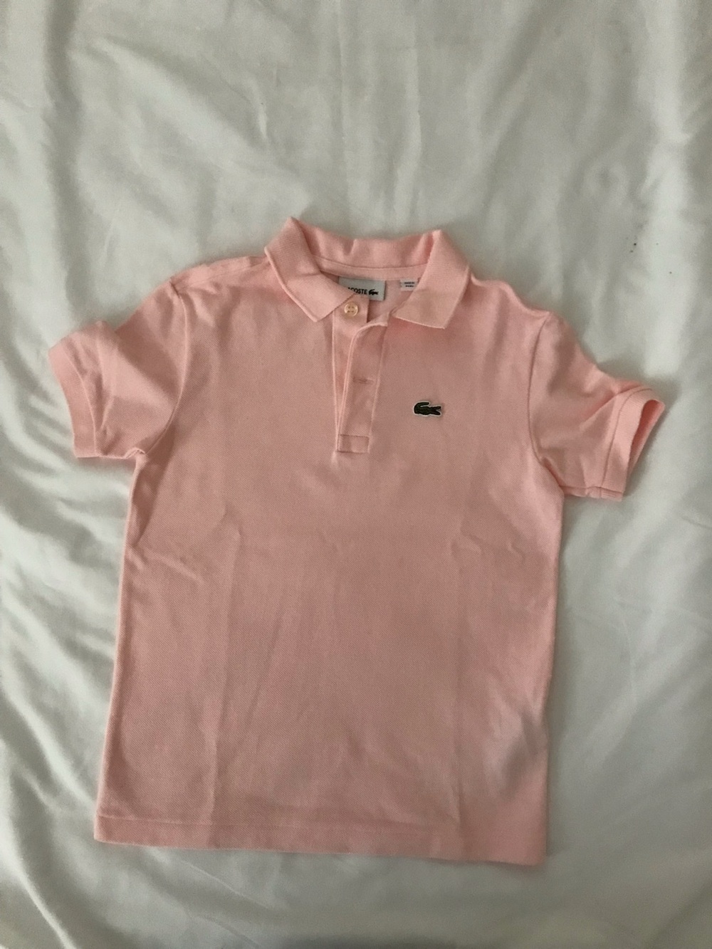 AUTHENTIC LACOSTE BOYS Light Pink Polo Shirt with Embroidered Crocodile